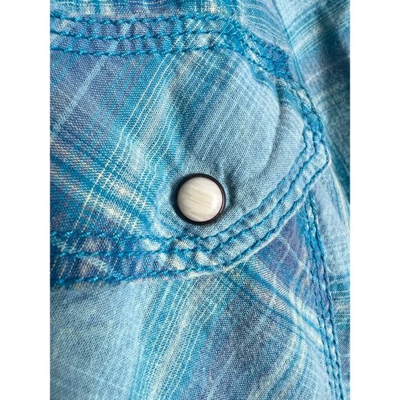 The Foundry Supply Co. Young Men's Pearl Snap Plaid Short Sleeve Shirt Size 3XL - Picture 4 of 9